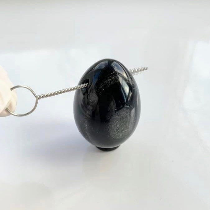 Silver Sheen Obsidian Yoni Egg