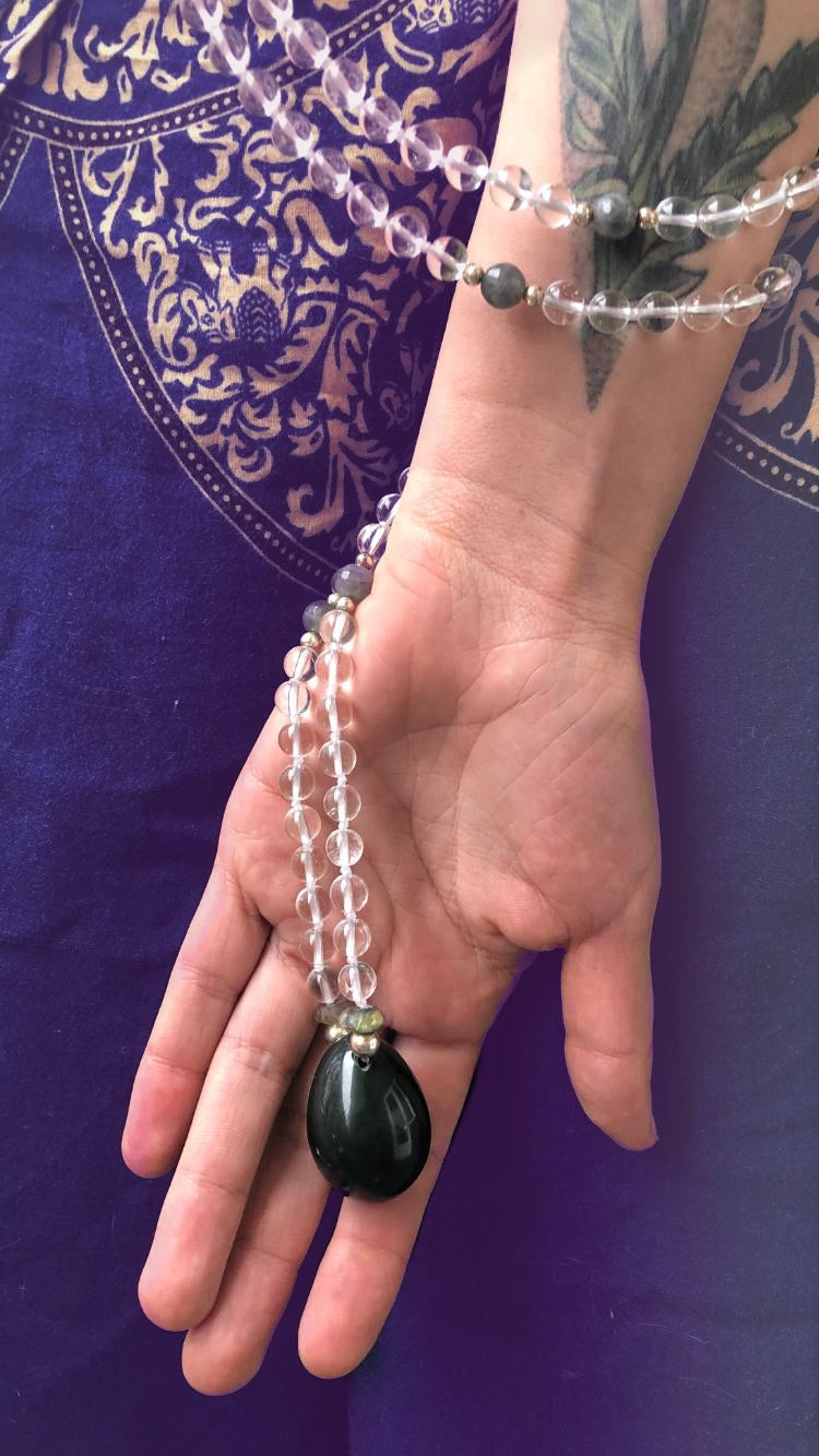 Nephrite Jade Pure Crystal Long Yoni Egg Mala - Luxe Collection