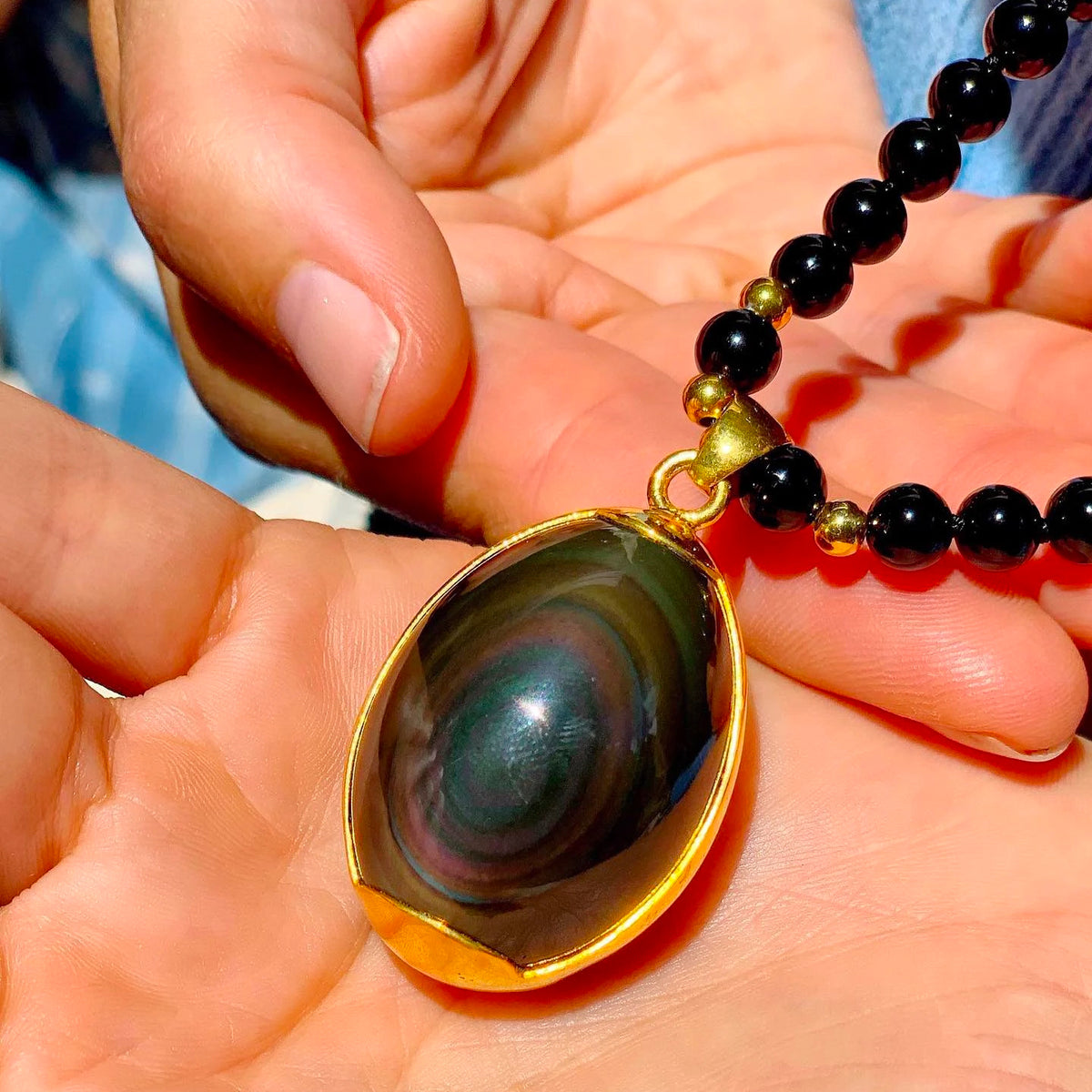 Rainbow Obsidian Yoni Egg Mala - Luxe Collection